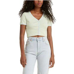 Levi's Cropped Top Striped Gema Button Down Shirt, Size XL